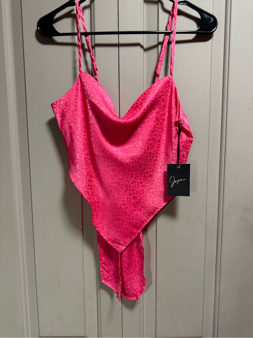 Japna Hot Pink Satin Handkerchief Slip Top